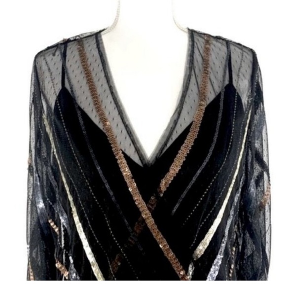 BCBMAXAZRIA Sheer Sequin Wrap Dress / Size Medium - Picture 6 of 11
